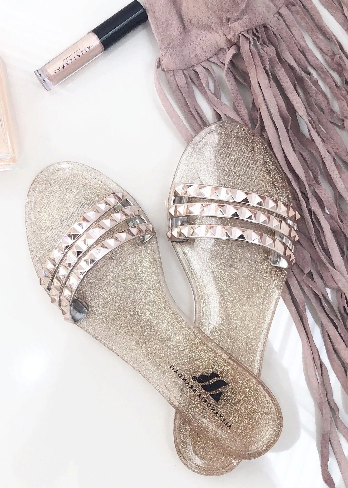 Aria B Rose Gold Slide Sandals