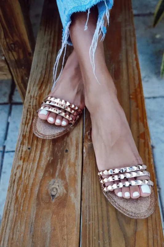 Aria B Rose Gold Slide Sandals