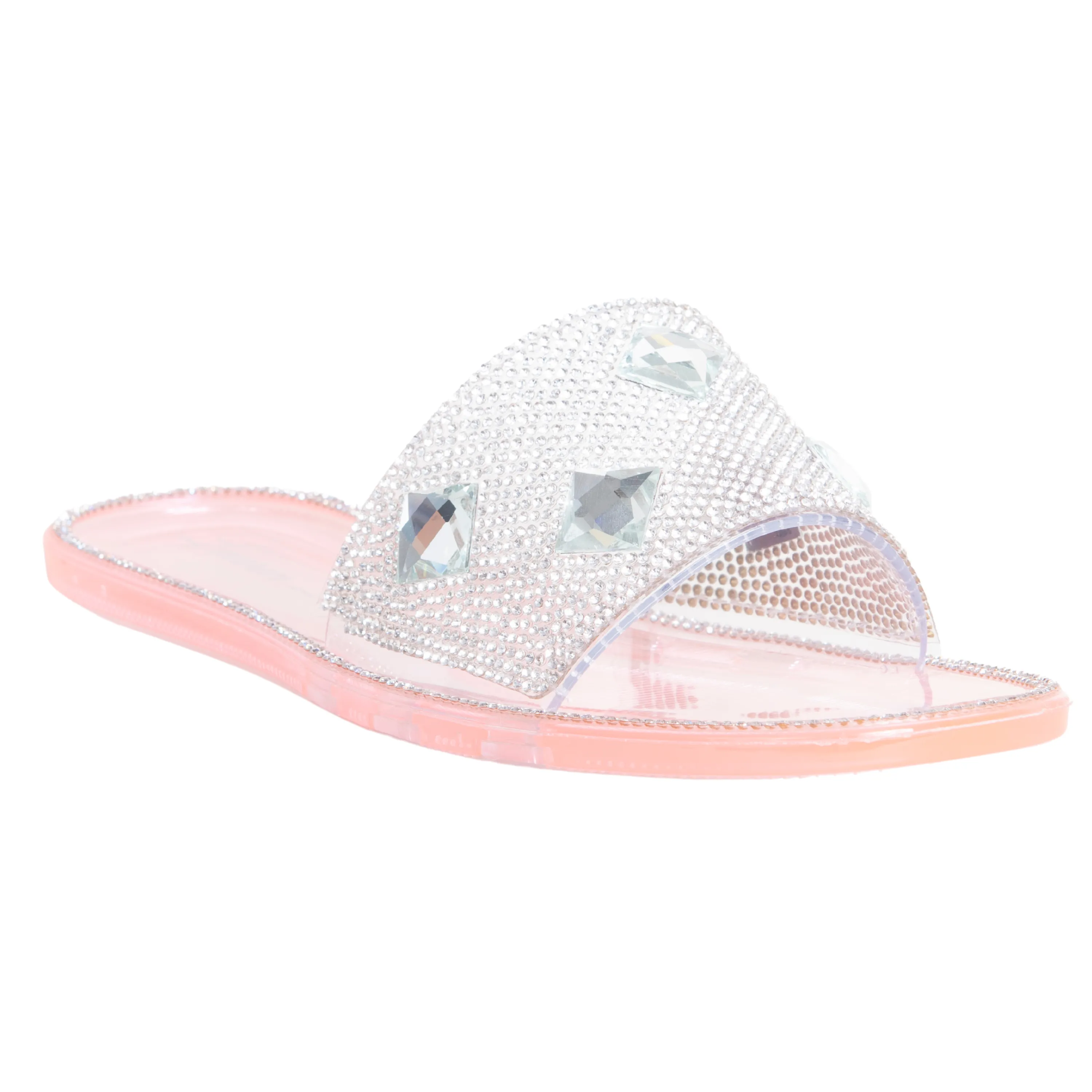BIANCA SLIDE ON FLATS WITH RHINESTONE DETAILING