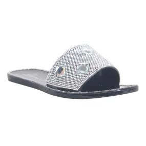 BIANCA SLIDE ON FLATS WITH RHINESTONE DETAILING