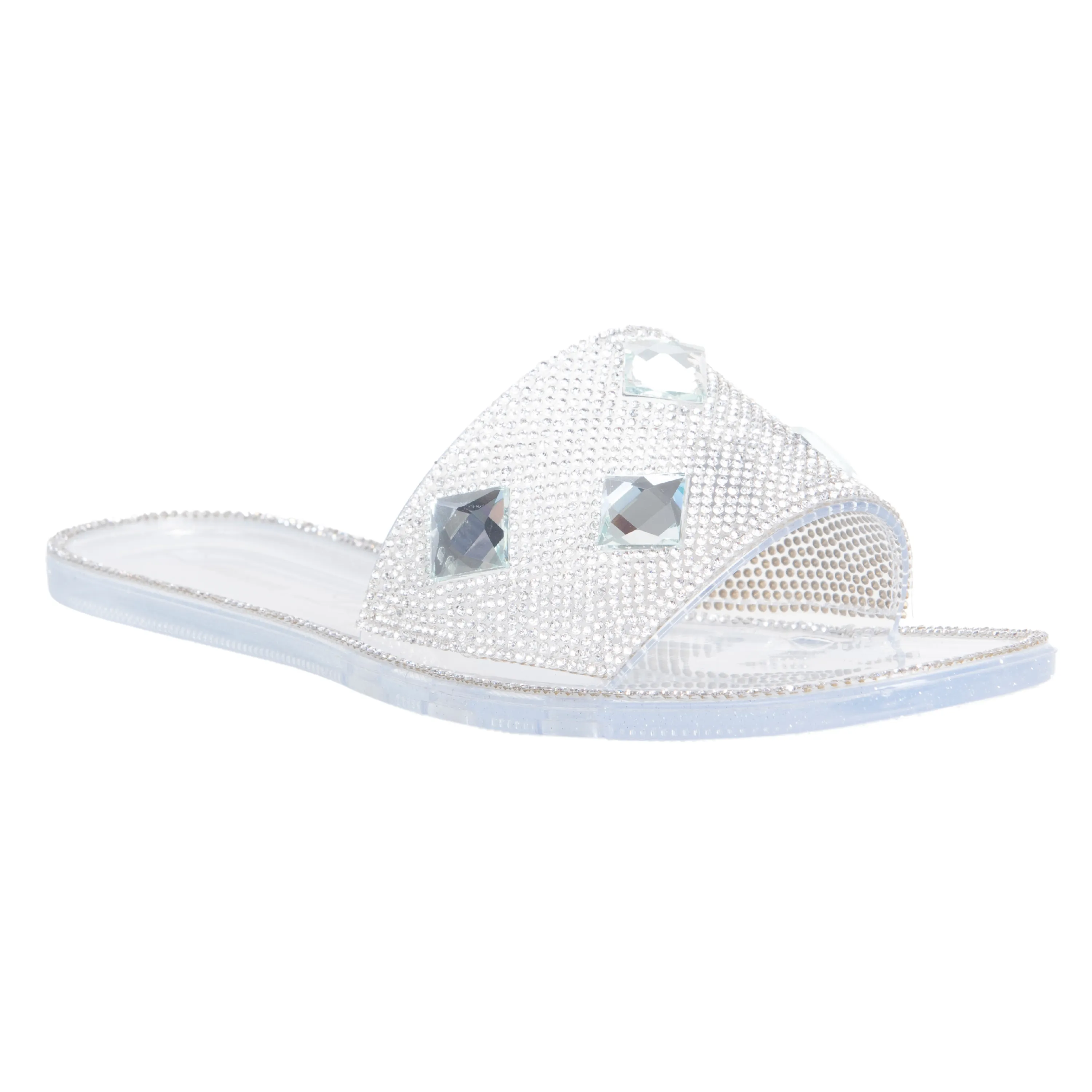 BIANCA SLIDE ON FLATS WITH RHINESTONE DETAILING