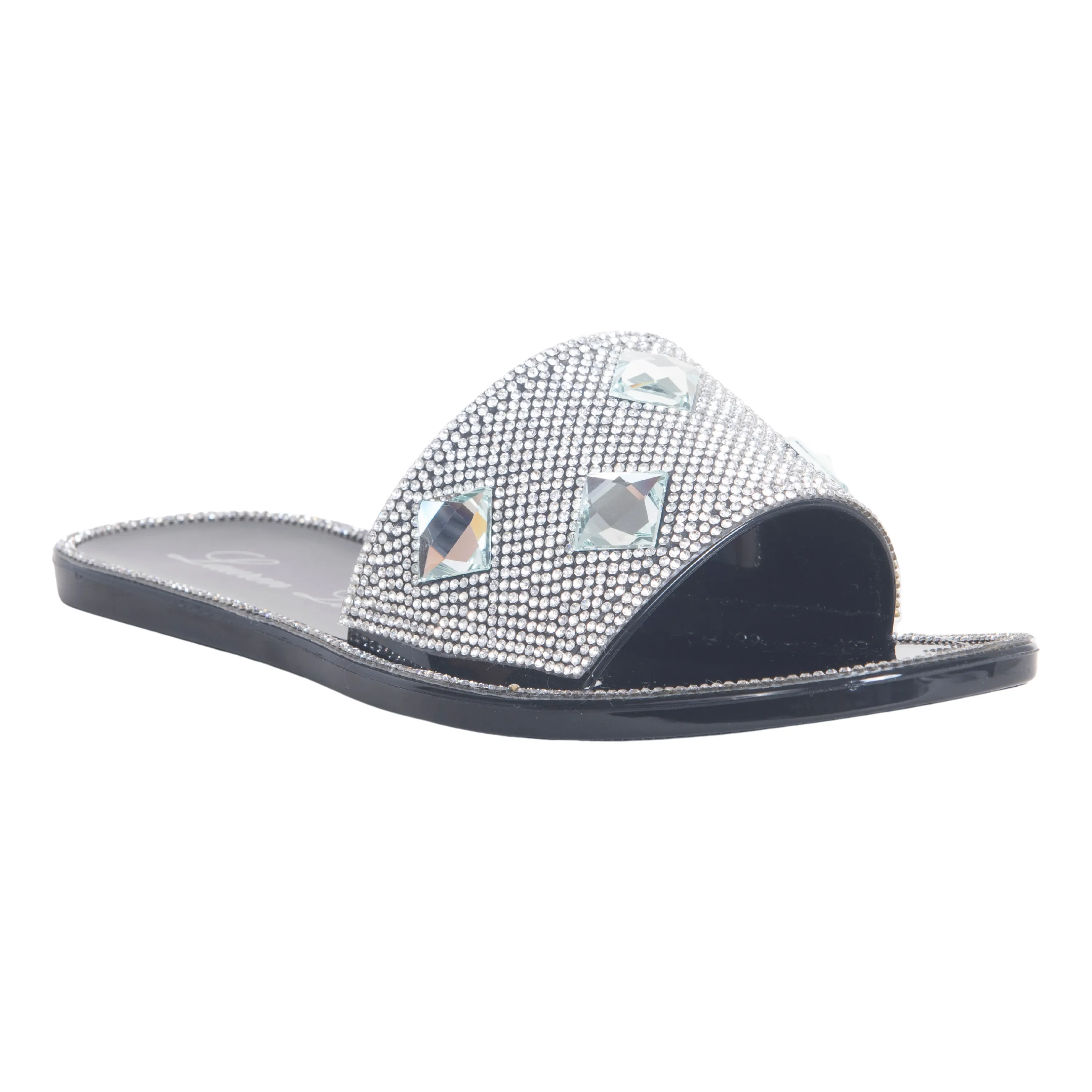 BIANCA SLIDE ON FLATS WITH RHINESTONE DETAILING