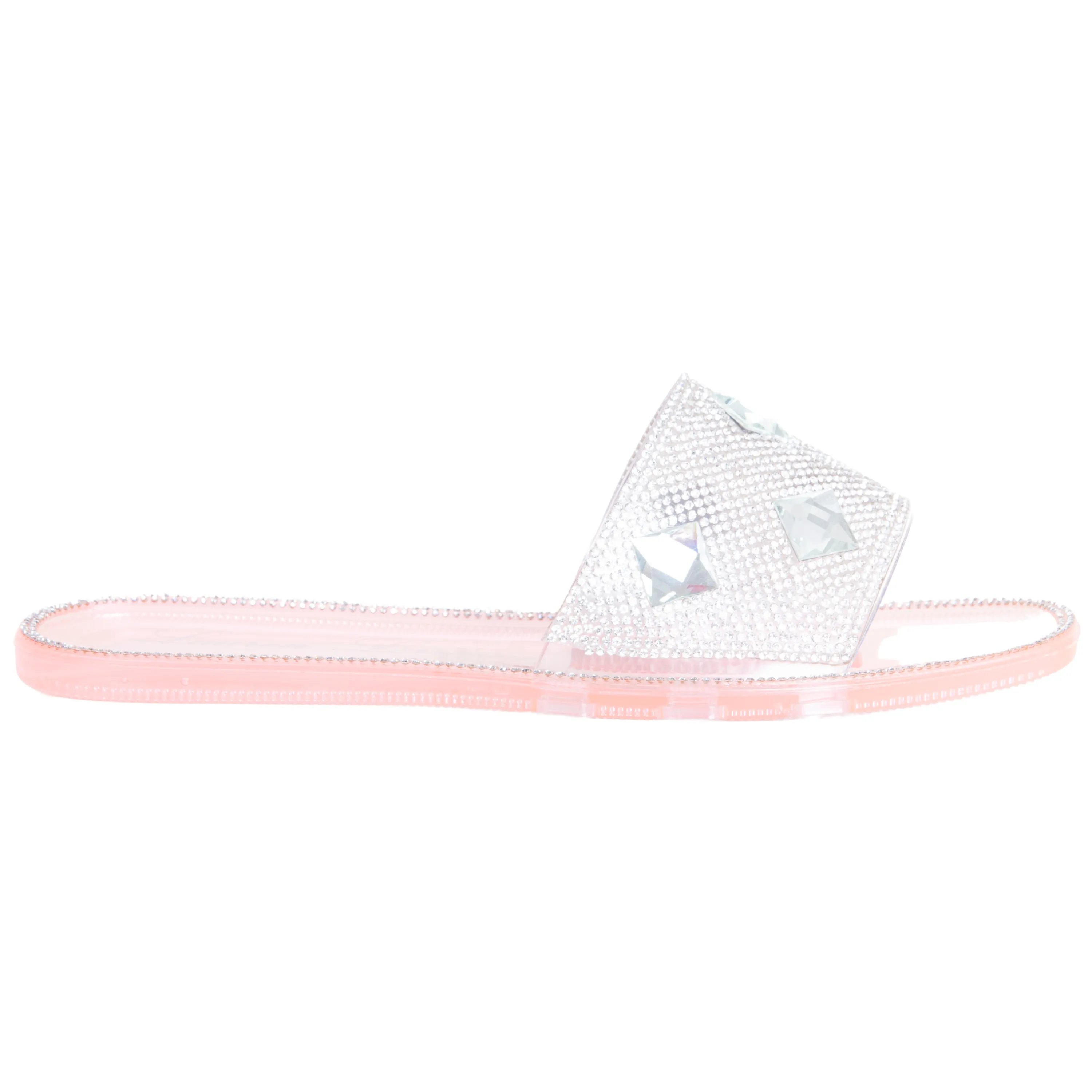 BIANCA SLIDE ON FLATS WITH RHINESTONE DETAILING
