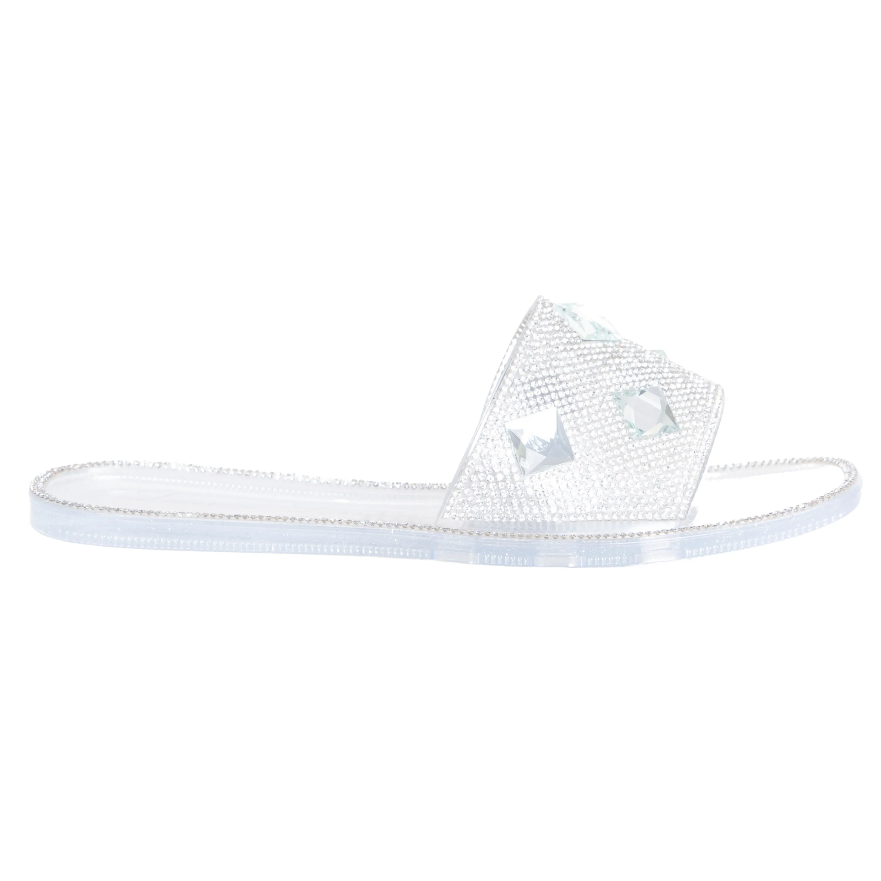 BIANCA SLIDE ON FLATS WITH RHINESTONE DETAILING