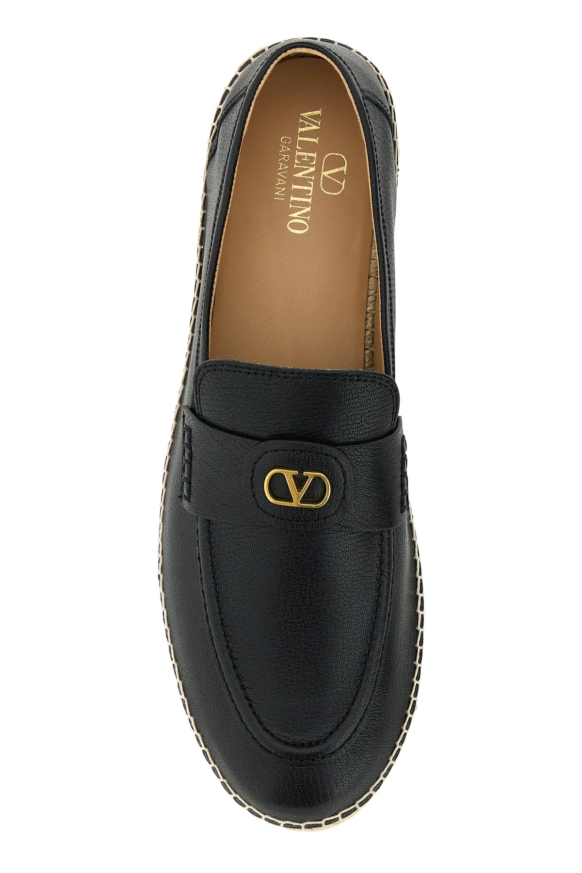 Black leather VLogo espadrilles