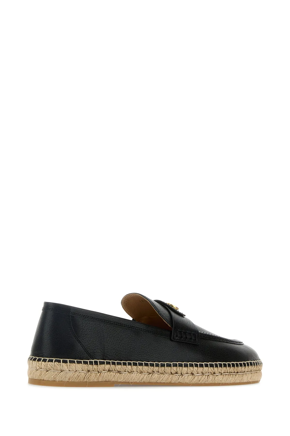 Black leather VLogo espadrilles
