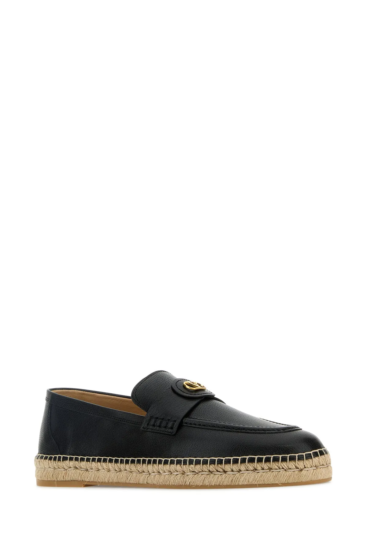 Black leather VLogo espadrilles