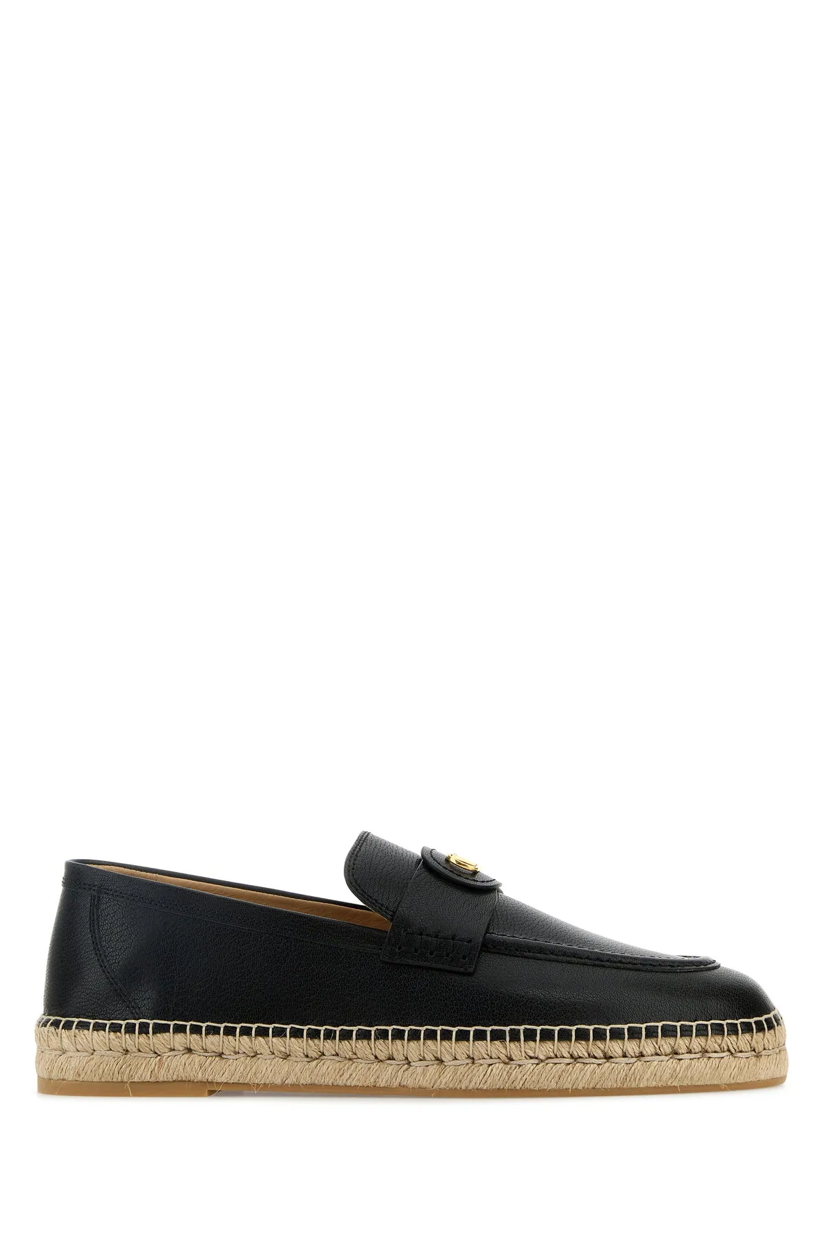 Black leather VLogo espadrilles