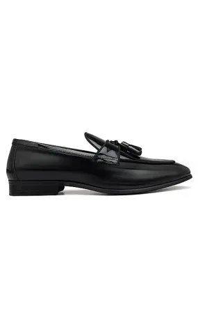 Black Patent Leather Loafers With Tassels