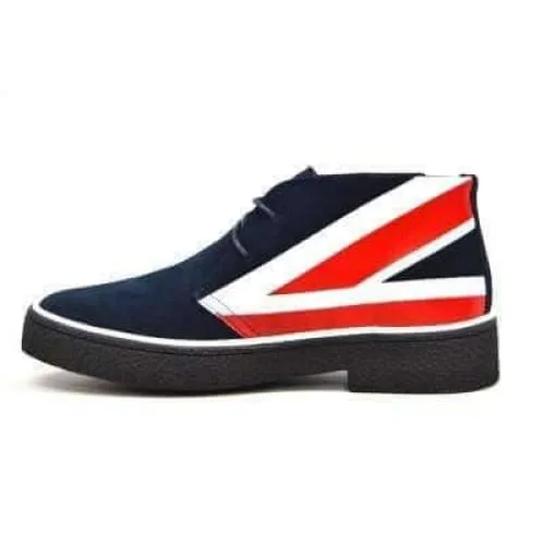 British Walkers Playboy Union Jack Men's Red White and Blue Suede