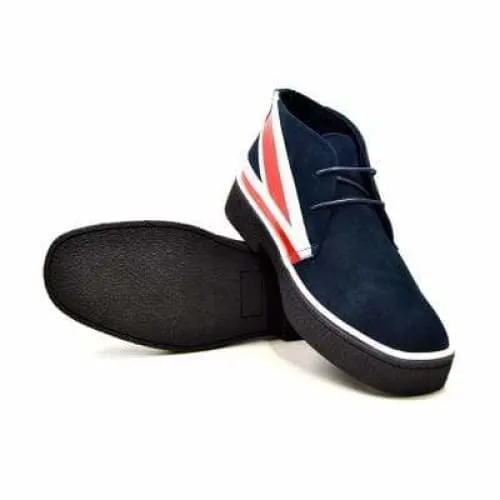 British Walkers Playboy Union Jack Men's Red White and Blue Suede