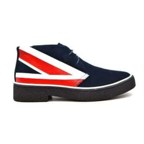 British Walkers Playboy Union Jack Men's Red White and Blue Suede