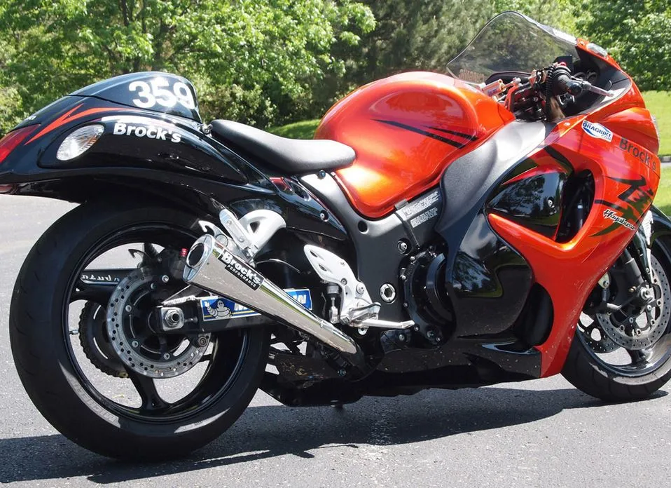 Brocks Performance 14" Dual Alien Head Slip-on Exhaust System '08-'20 Suzuki Hayabusa GSXR1300R