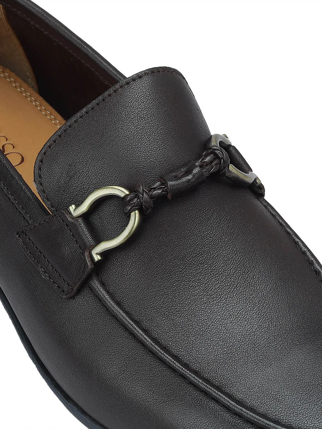 Brown Braided Leather Loafers