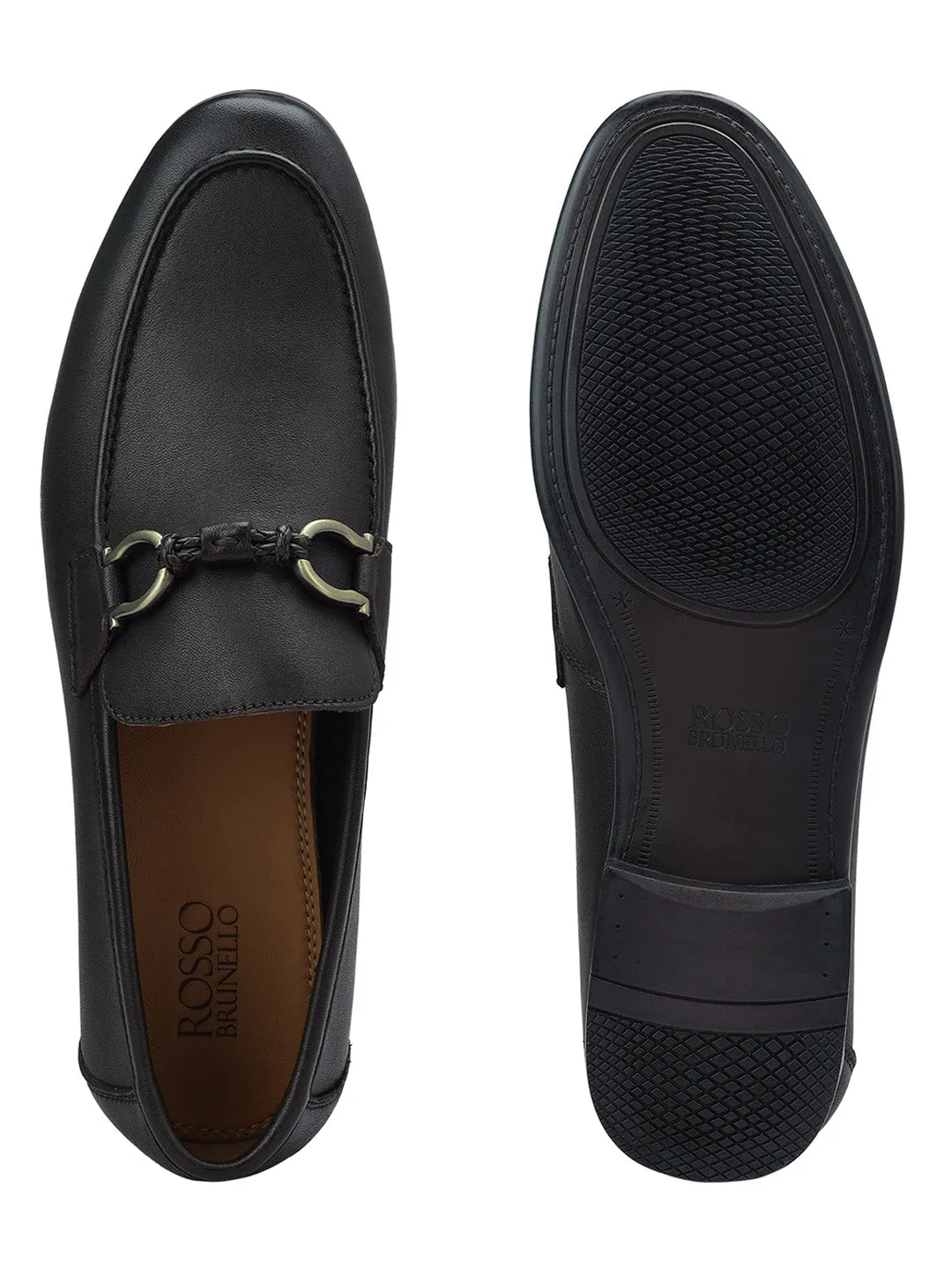 Brown Braided Leather Loafers