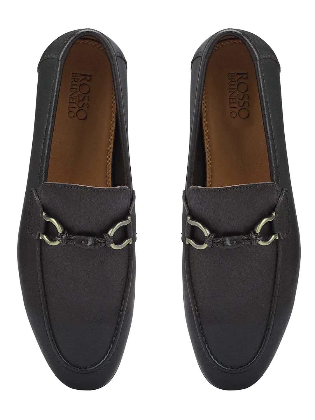 Brown Braided Leather Loafers