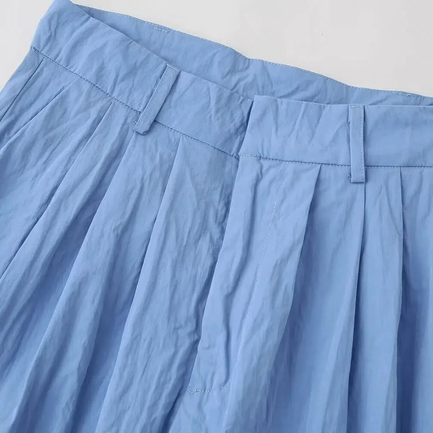 Candice Set – Blue – Asymmetrical pleated pants