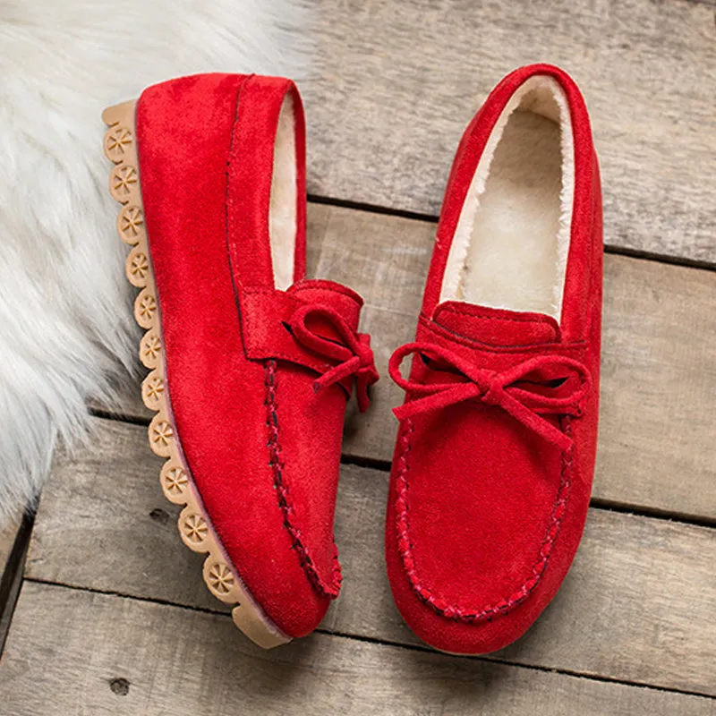 Classic beef tendon soft sole velvet lazy casual shoes