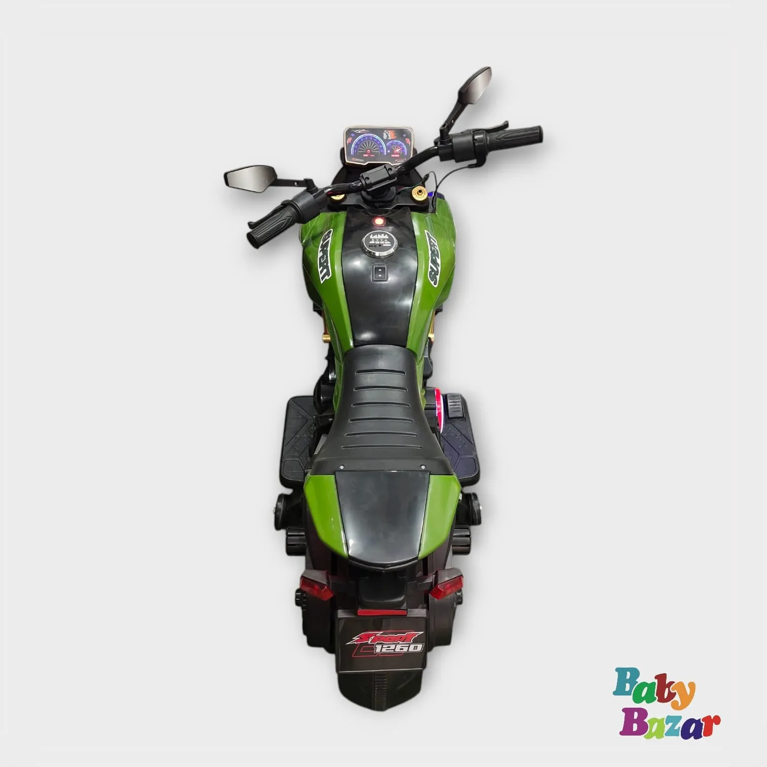 Deluxe Kids Sporty Ride On Superbike Stylish Green Design with Shiny Golden Alloy Wheels for Ultimate Fun and Adventure