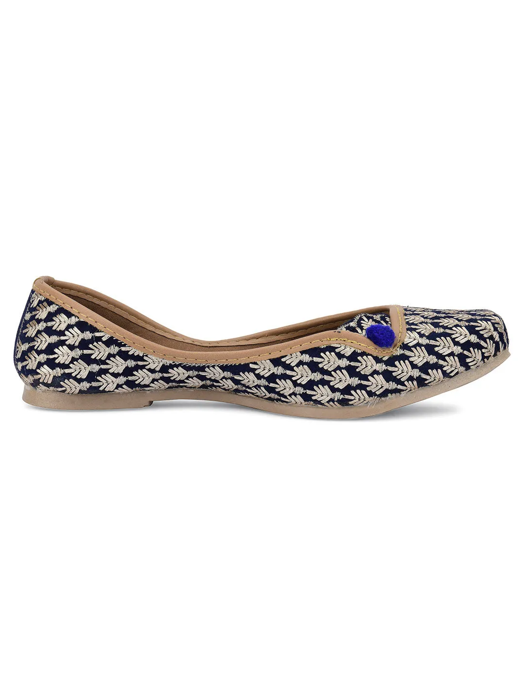 DESI COLOUR Women Black Ethnic Mojaris Flats