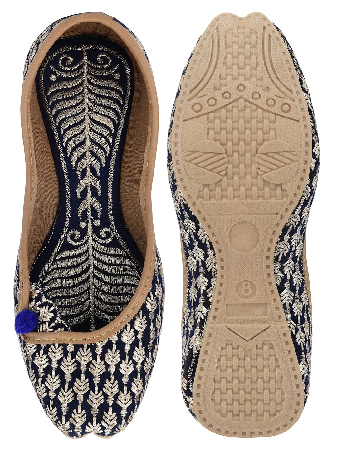 DESI COLOUR Women Black Ethnic Mojaris Flats