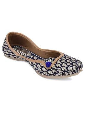 DESI COLOUR Women Black Ethnic Mojaris Flats