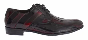 Dolce & Gabbana Elegant Black Bordeaux Striped Leather Dress Sko