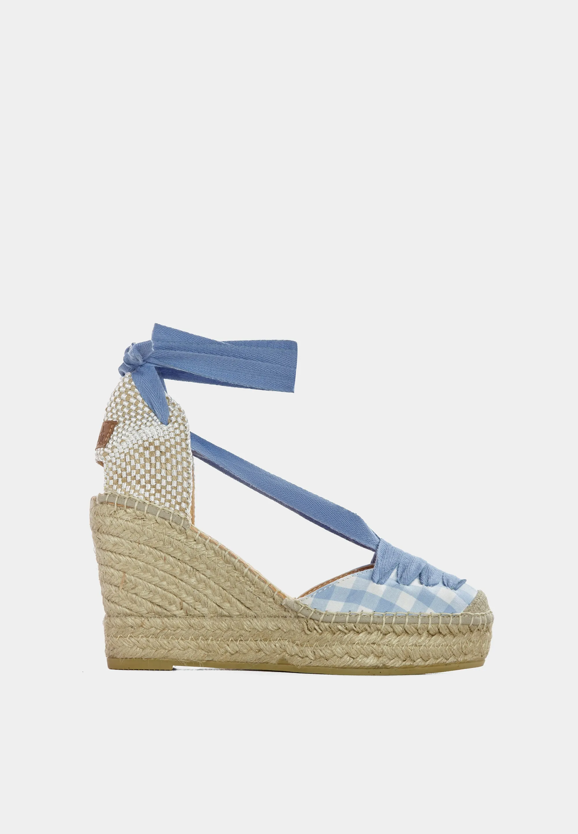 Dolly 12985 Ankle-Tie Espadrilles Blue Gingham