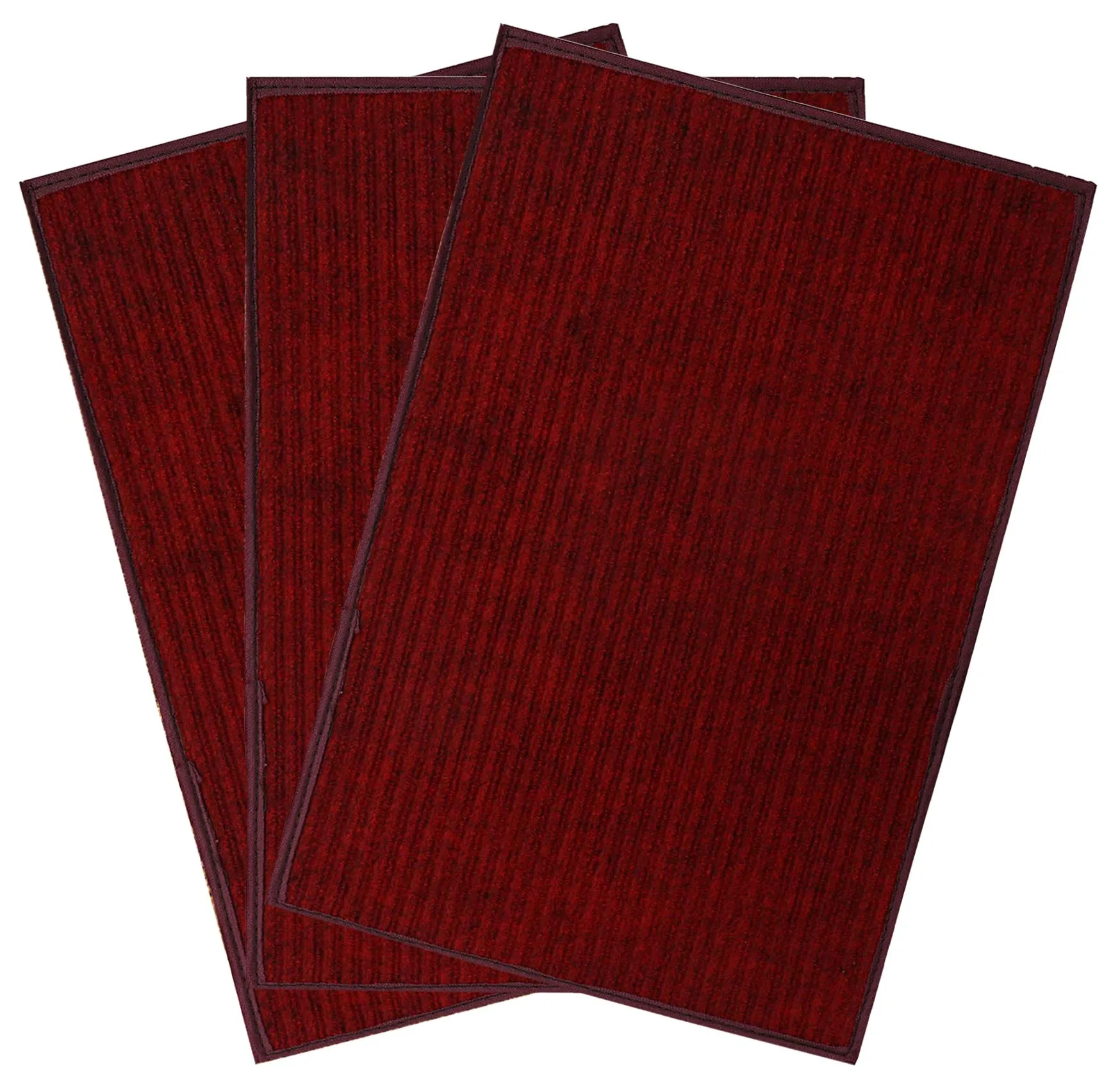 Fun Homes Microfiber Anti Slip 3 Pieces Door Mat 14"x21" (Maroon, Fun0504)