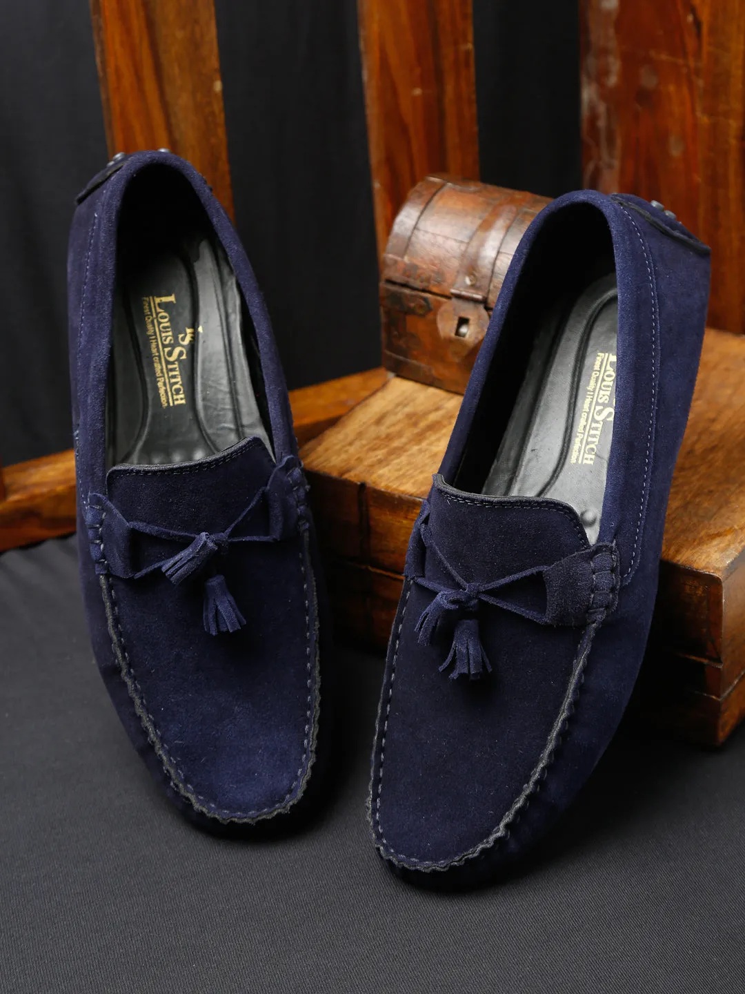 Handmade Italian Suede Leather Penny Tassel Loafers