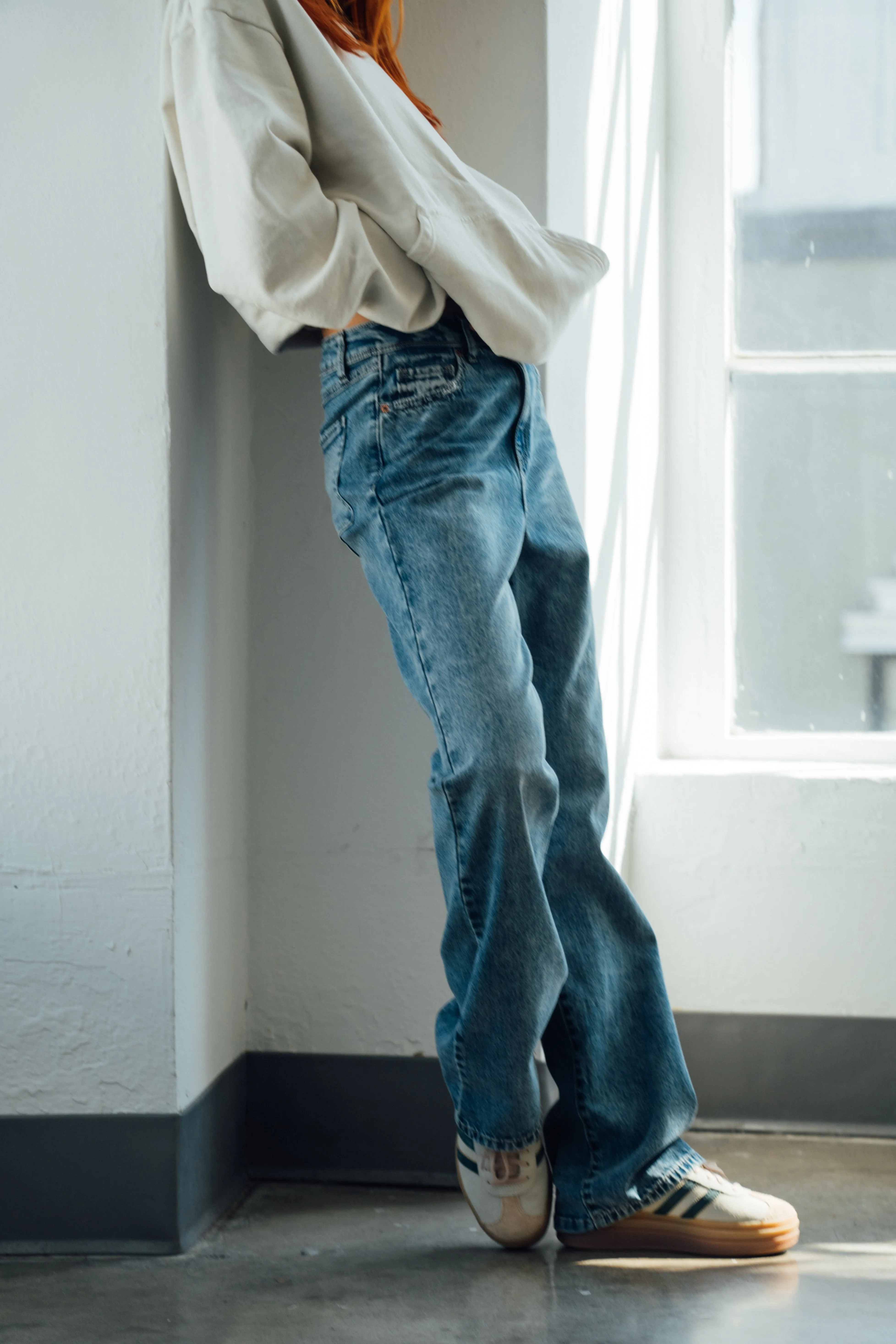High Rise Boot Cut Jeans - Medium Dark Blue