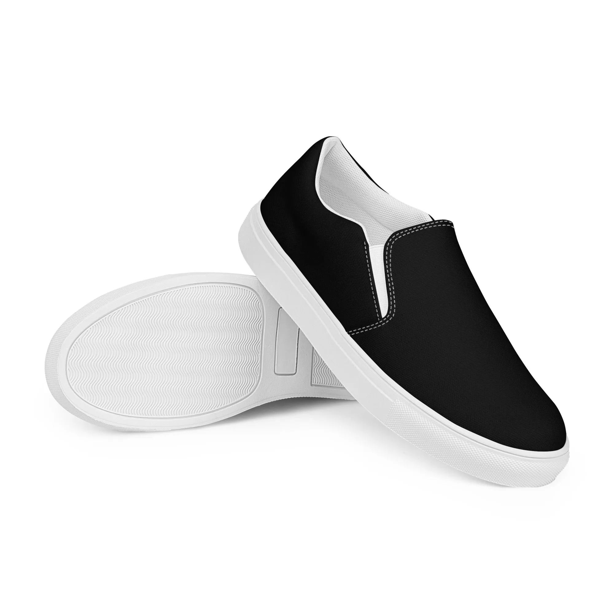 iSAW Womens Black / Black White Slip-On Canvas Shoes
