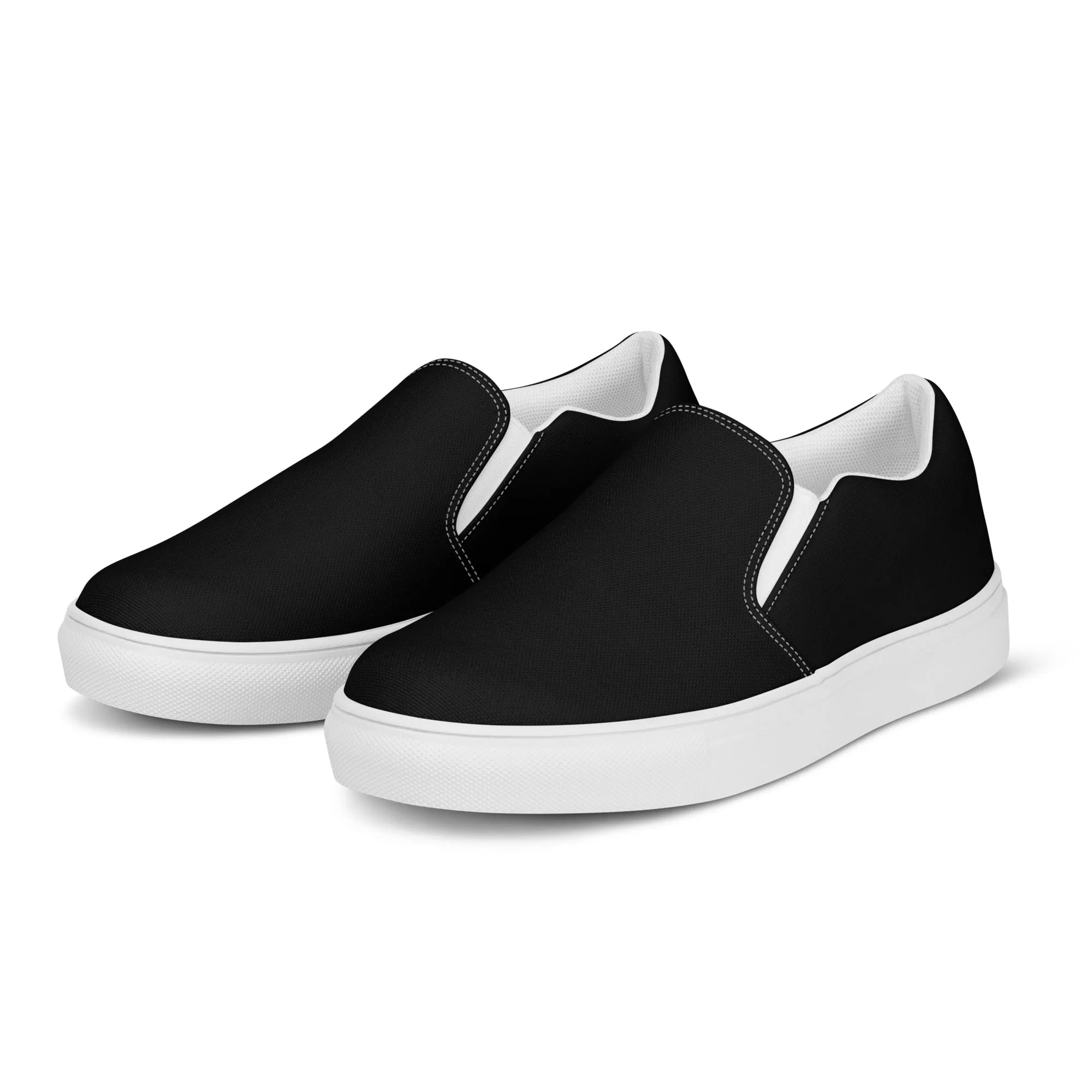 iSAW Womens Black / Black White Slip-On Canvas Shoes