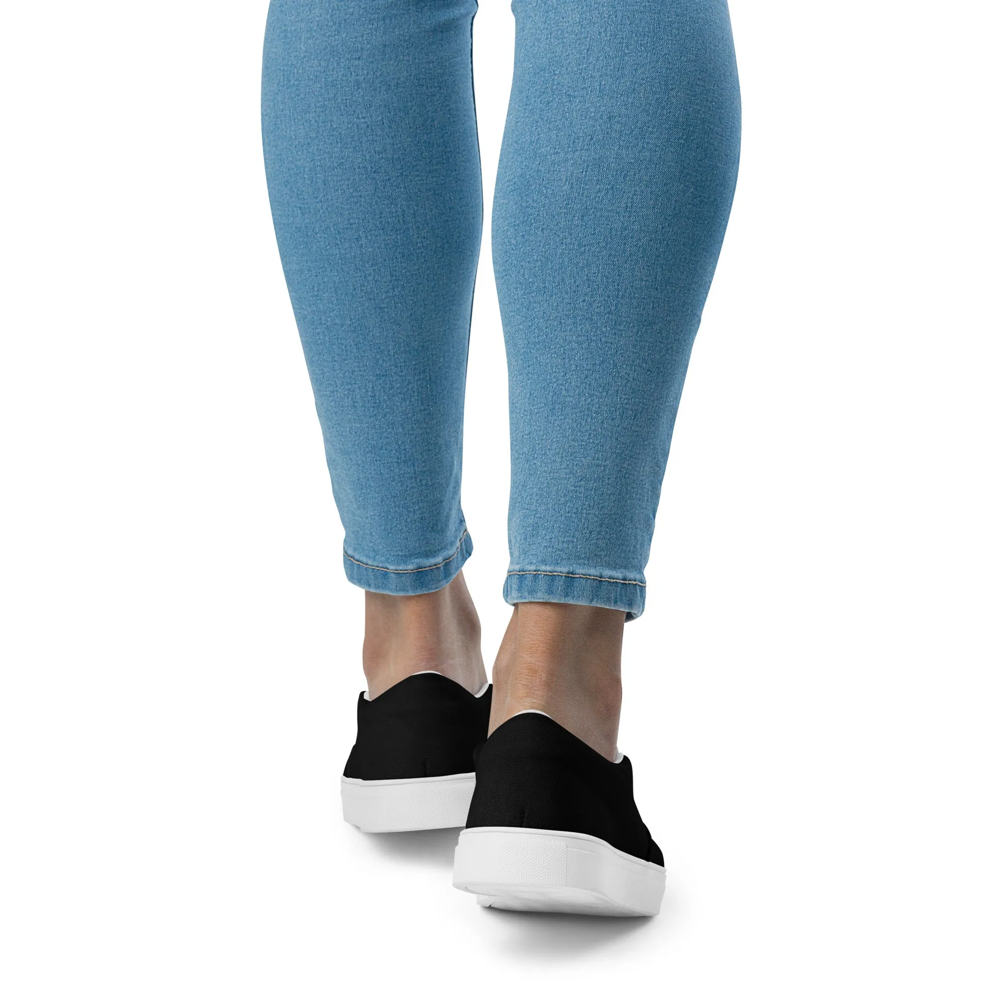 iSAW Womens Black / Black White Slip-On Canvas Shoes