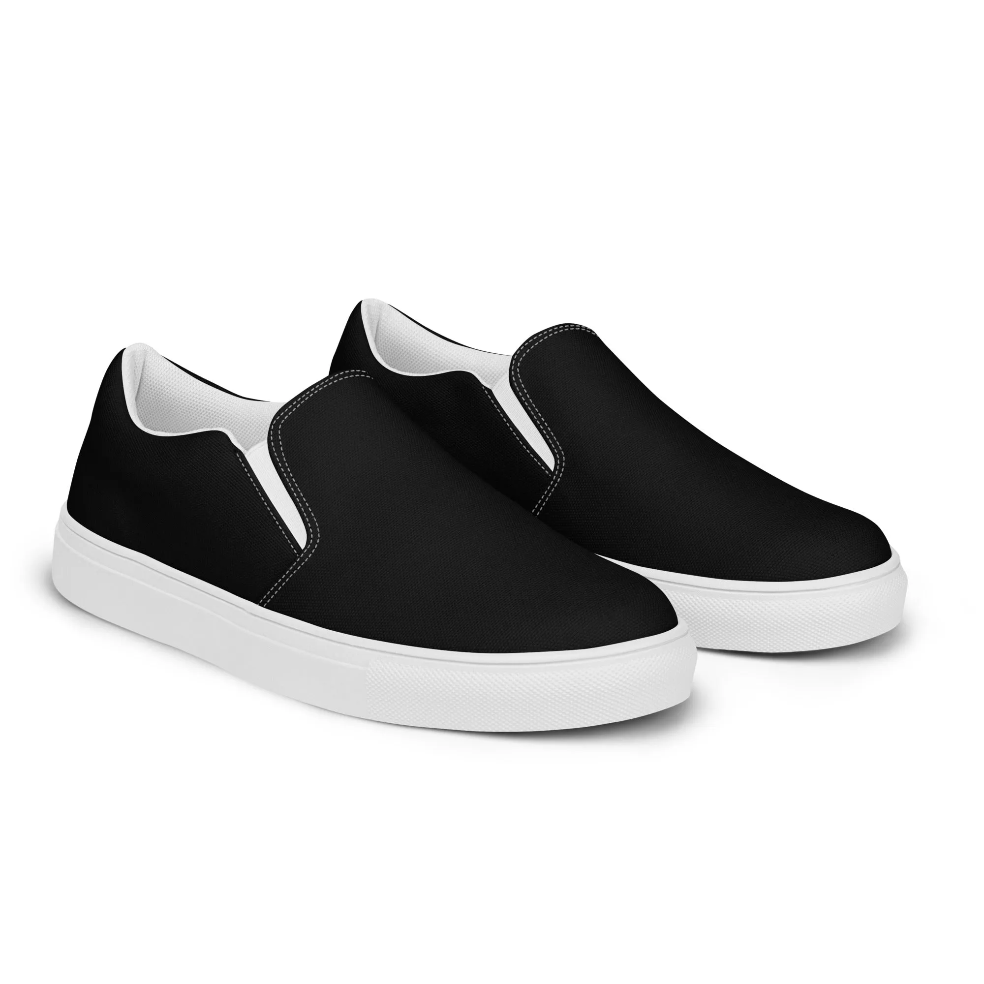 iSAW Womens Black / Black White Slip-On Canvas Shoes