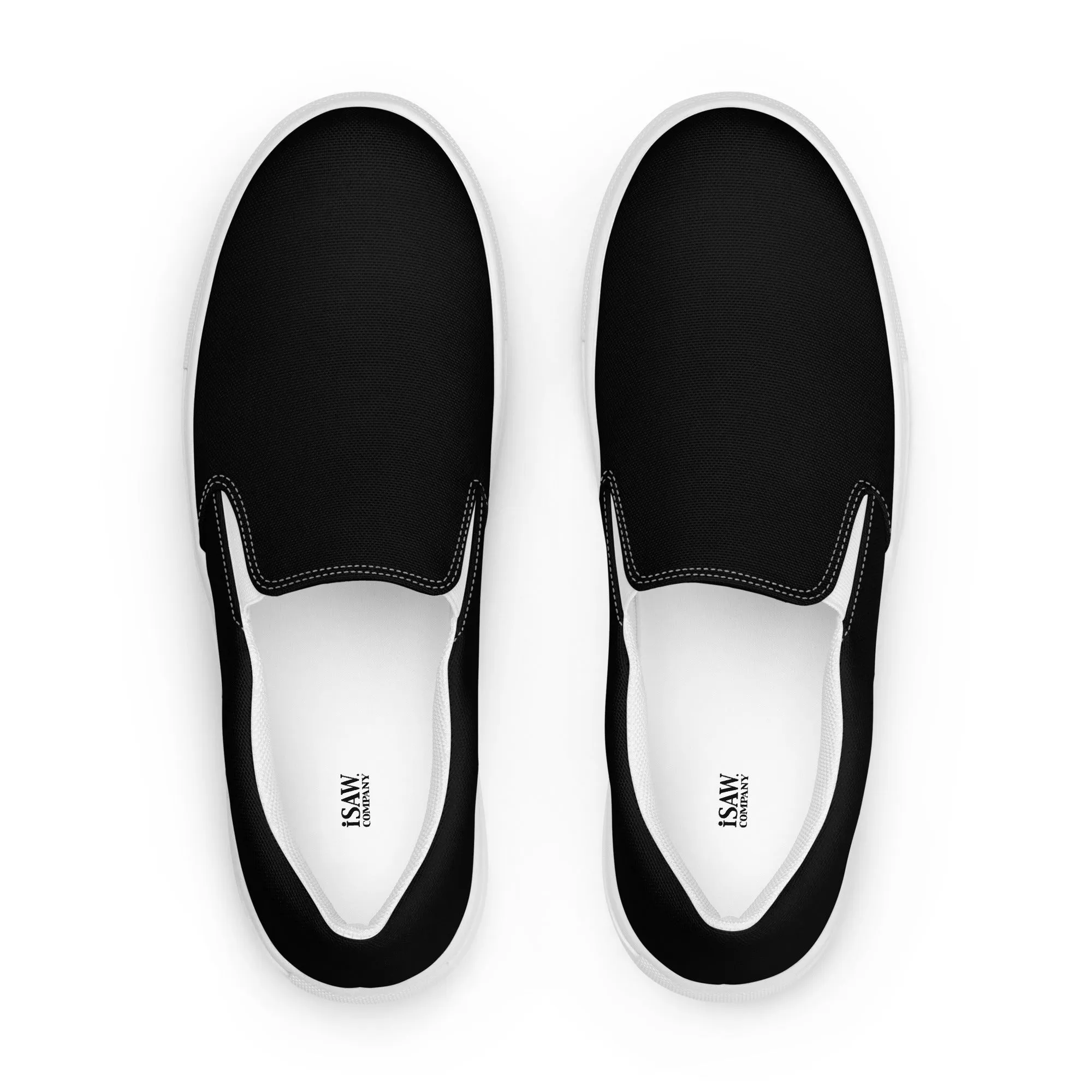 iSAW Womens Black / Black White Slip-On Canvas Shoes