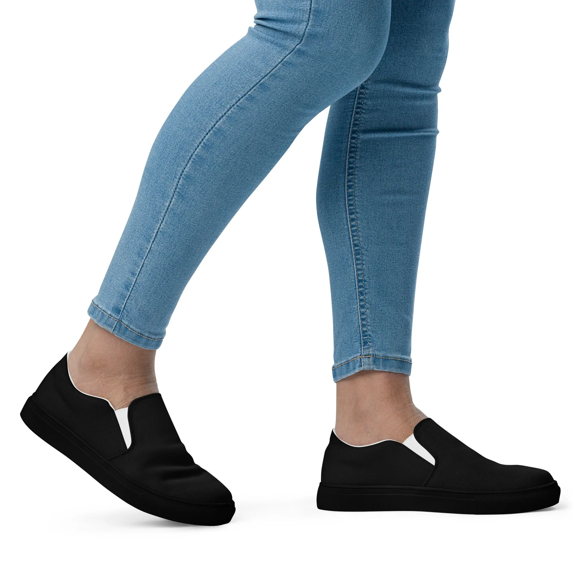 iSAW Womens Black / Black White Slip-On Canvas Shoes