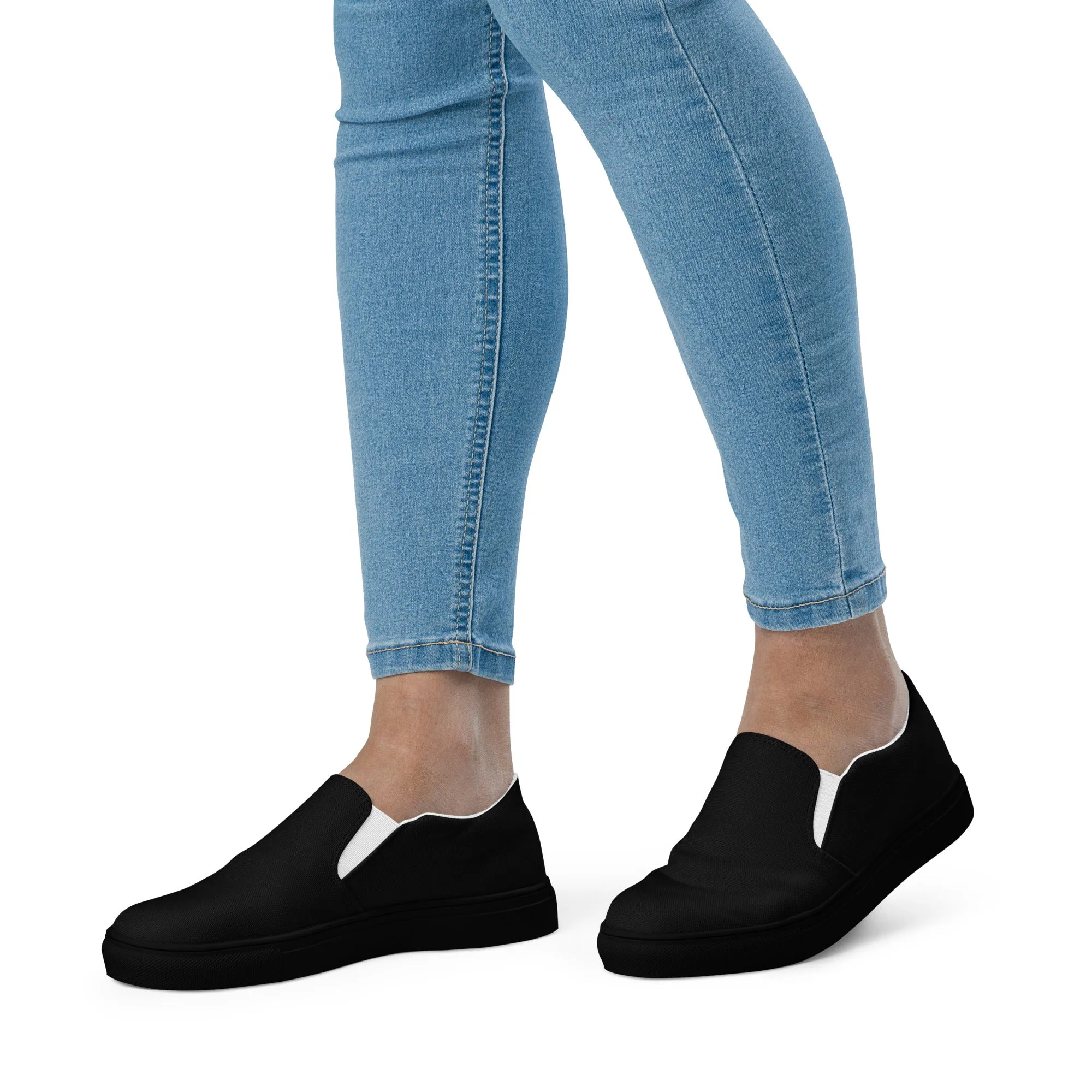 iSAW Womens Black / Black White Slip-On Canvas Shoes
