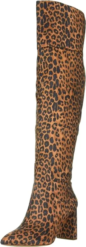 Jessica Simpson Akemi Natural Faux Suede Knee High Side Zipper Block Heel Boots
