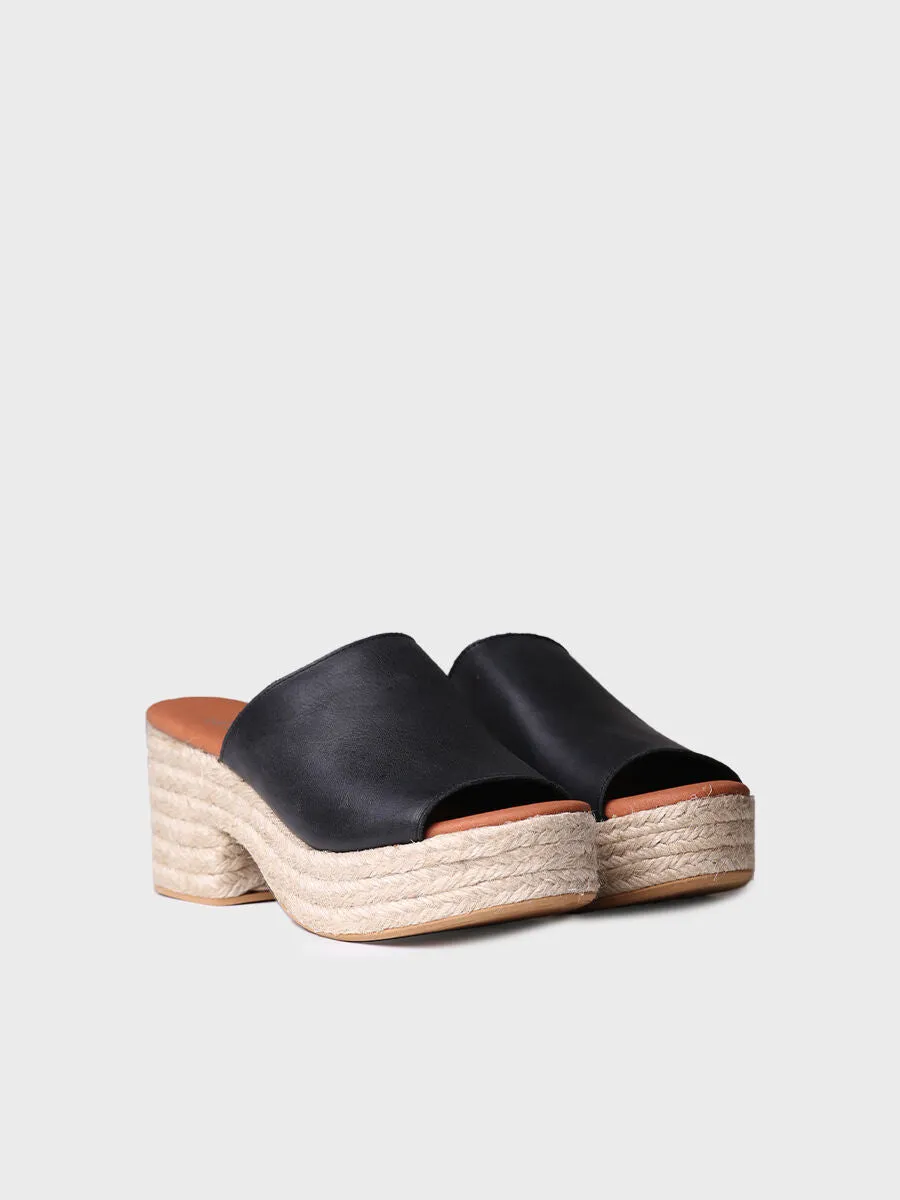 Leather espadrilles with wide heel - ANDREA