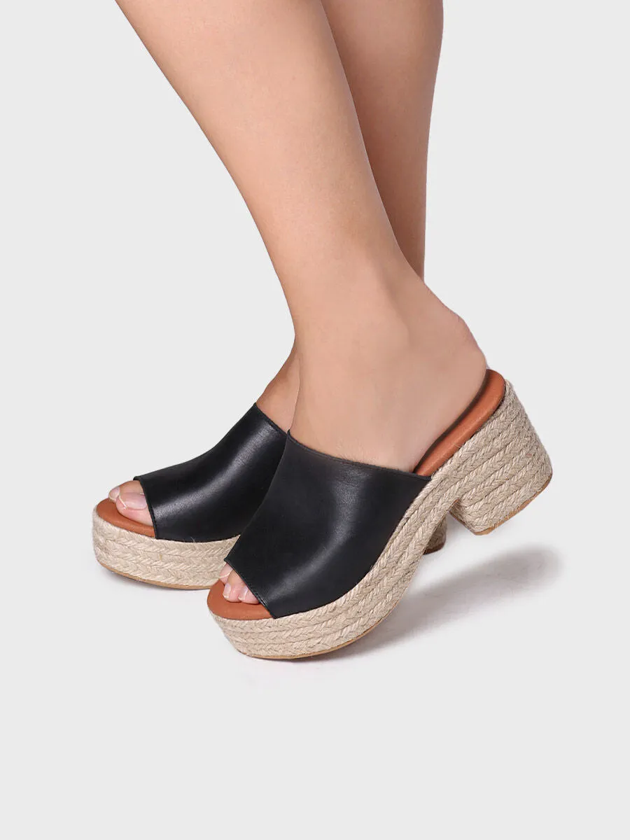 Leather espadrilles with wide heel - ANDREA