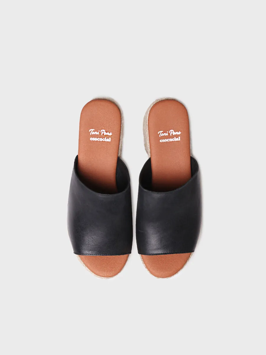 Leather espadrilles with wide heel - ANDREA