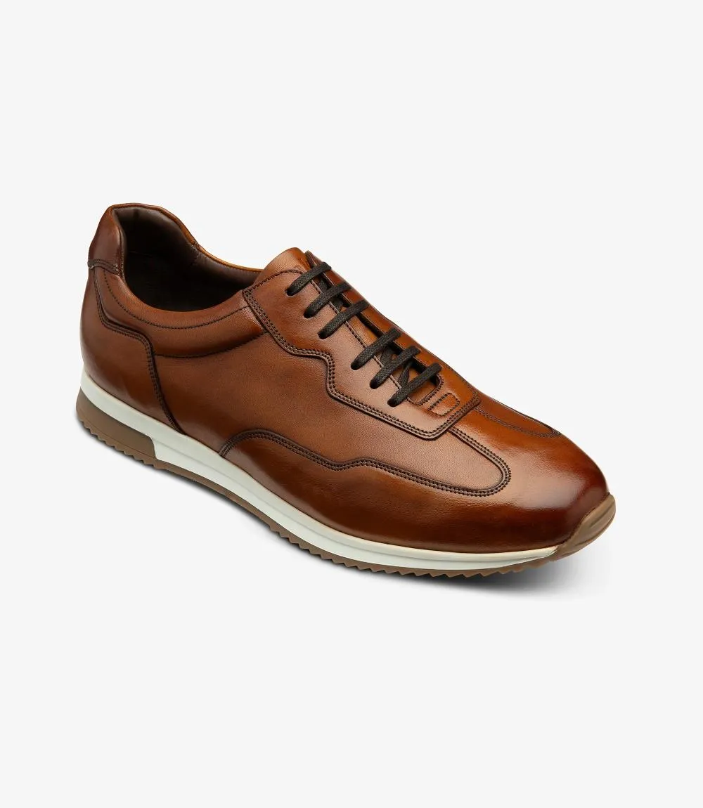 LOAKE LINFORD CHESTNUT LEATHER TRAINER RUBBER SOLE F-MEDIUM