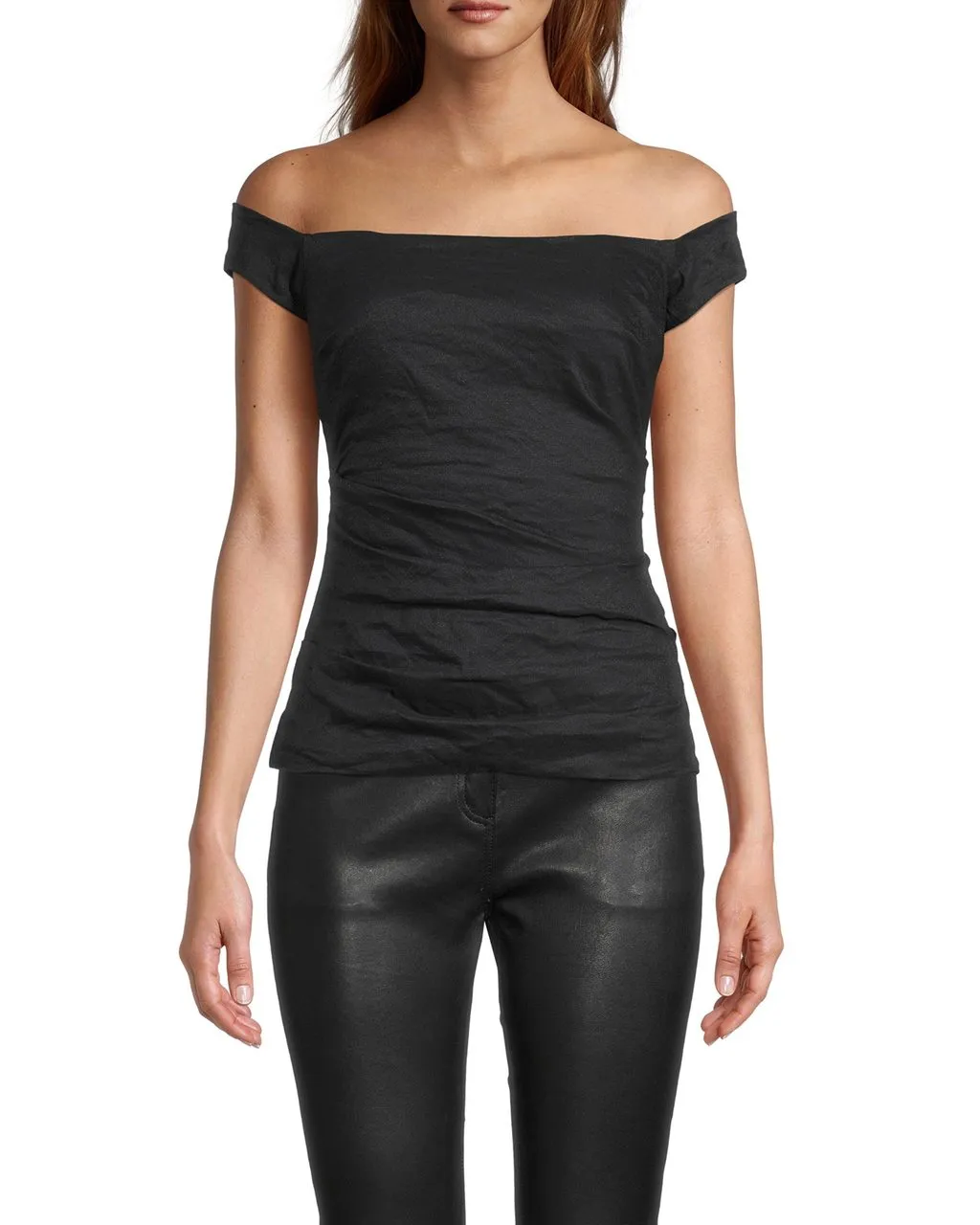 LOLA COTTON METAL TOP in BLACK