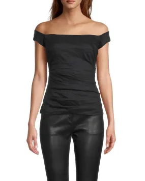 LOLA COTTON METAL TOP in BLACK