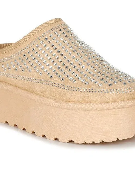 London Rag Kickles Rhinestone Embellished Platform Slip-Ons