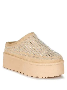 London Rag Kickles Rhinestone Embellished Platform Slip-Ons
