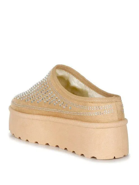 London Rag Kickles Rhinestone Embellished Platform Slip-Ons