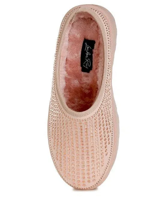 London Rag Kickles Rhinestone Embellished Platform Slip-Ons