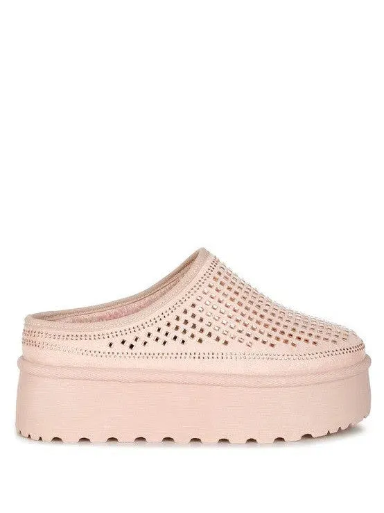 London Rag Kickles Rhinestone Embellished Platform Slip-Ons